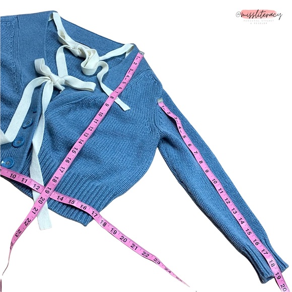 Betty Chow Cashmere Wool Angora Soft Cardigan Sweater with ribbon ties - Picture 8 of 13